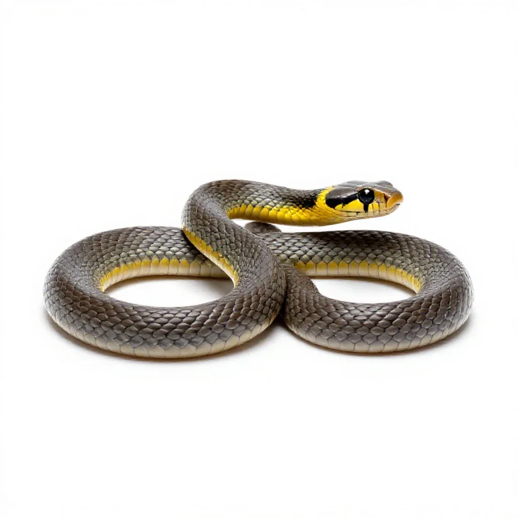 Grass snake isolated on a white background