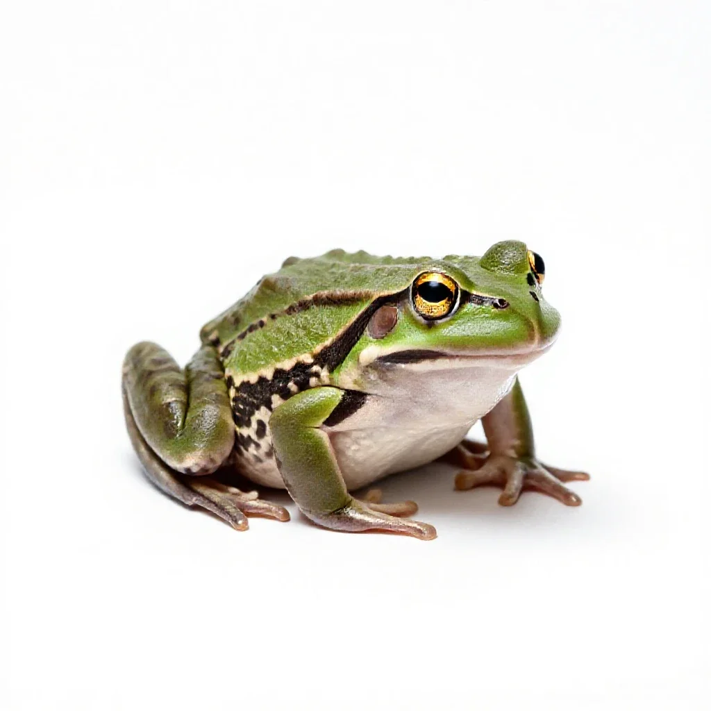 Green frog isolated on a white background