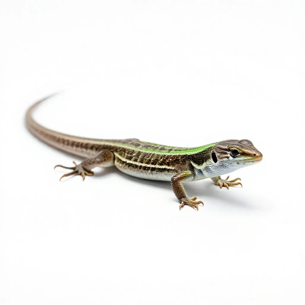 Green lizard isolated on a white background