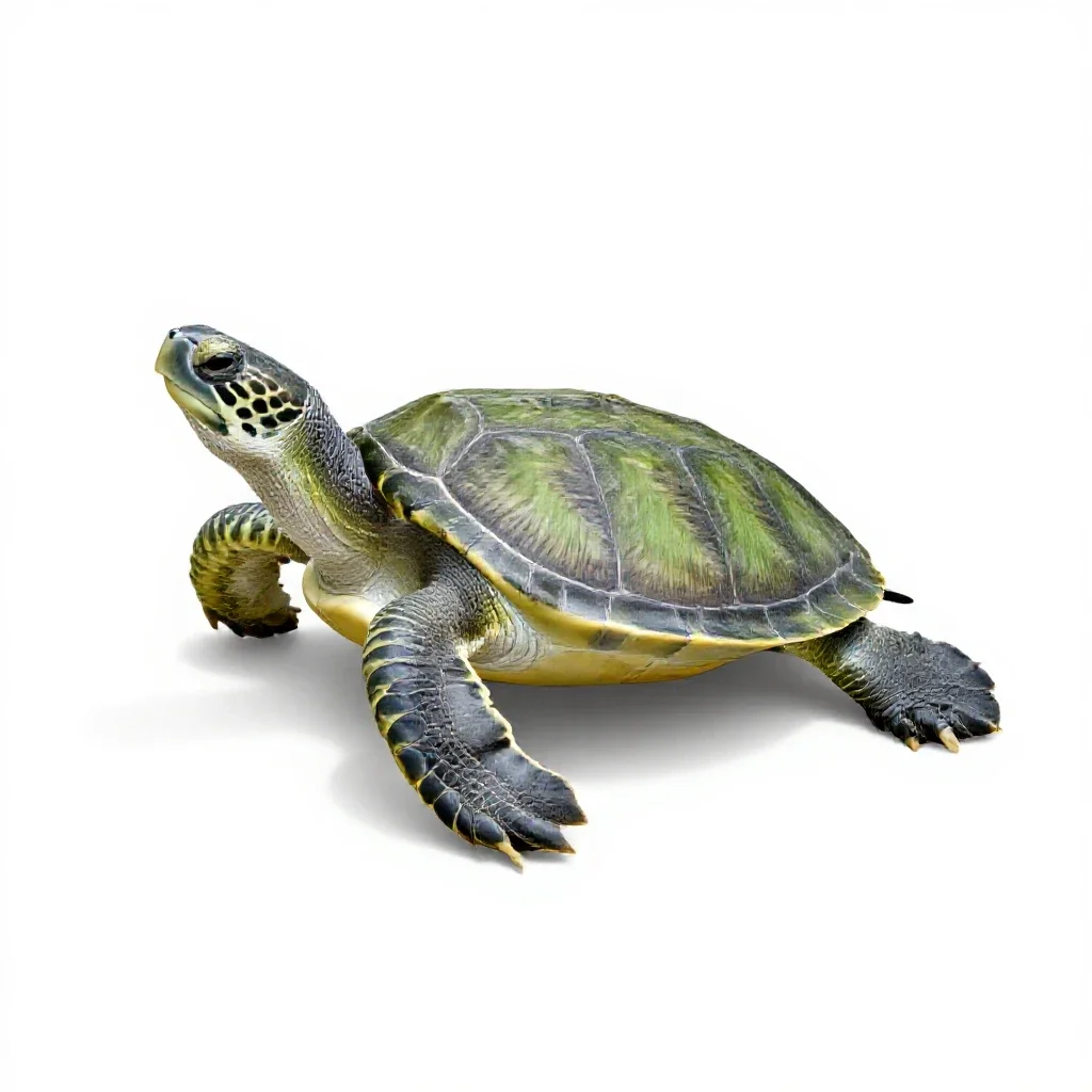 Green turtle isolated on a white background