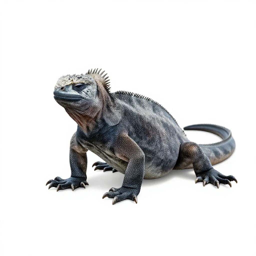 Marine iguana isolated on a white background