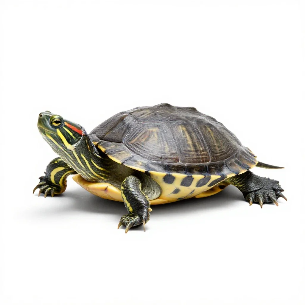 Painted turtle isolated on a white background