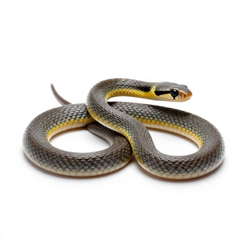 Ribbon snake isolated on a white background