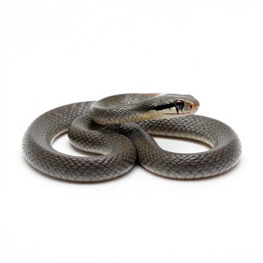 Rough green snake isolated on a white background
