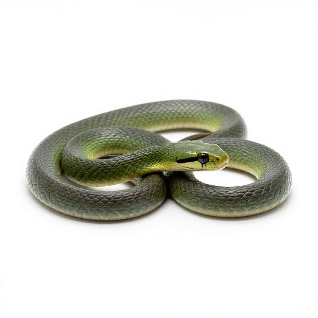Smooth green snake isolated on a white background