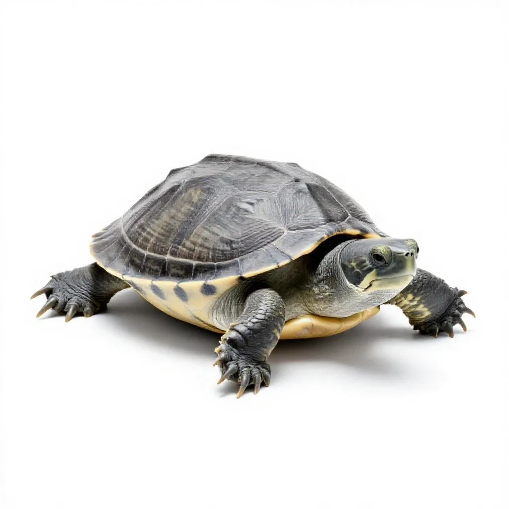 Soft-shelled turtle isolated on a white background