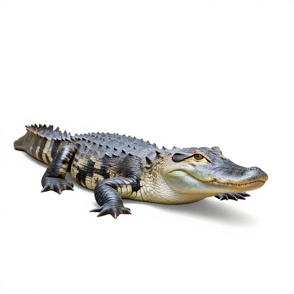 Spectacled caiman isolated on a white background