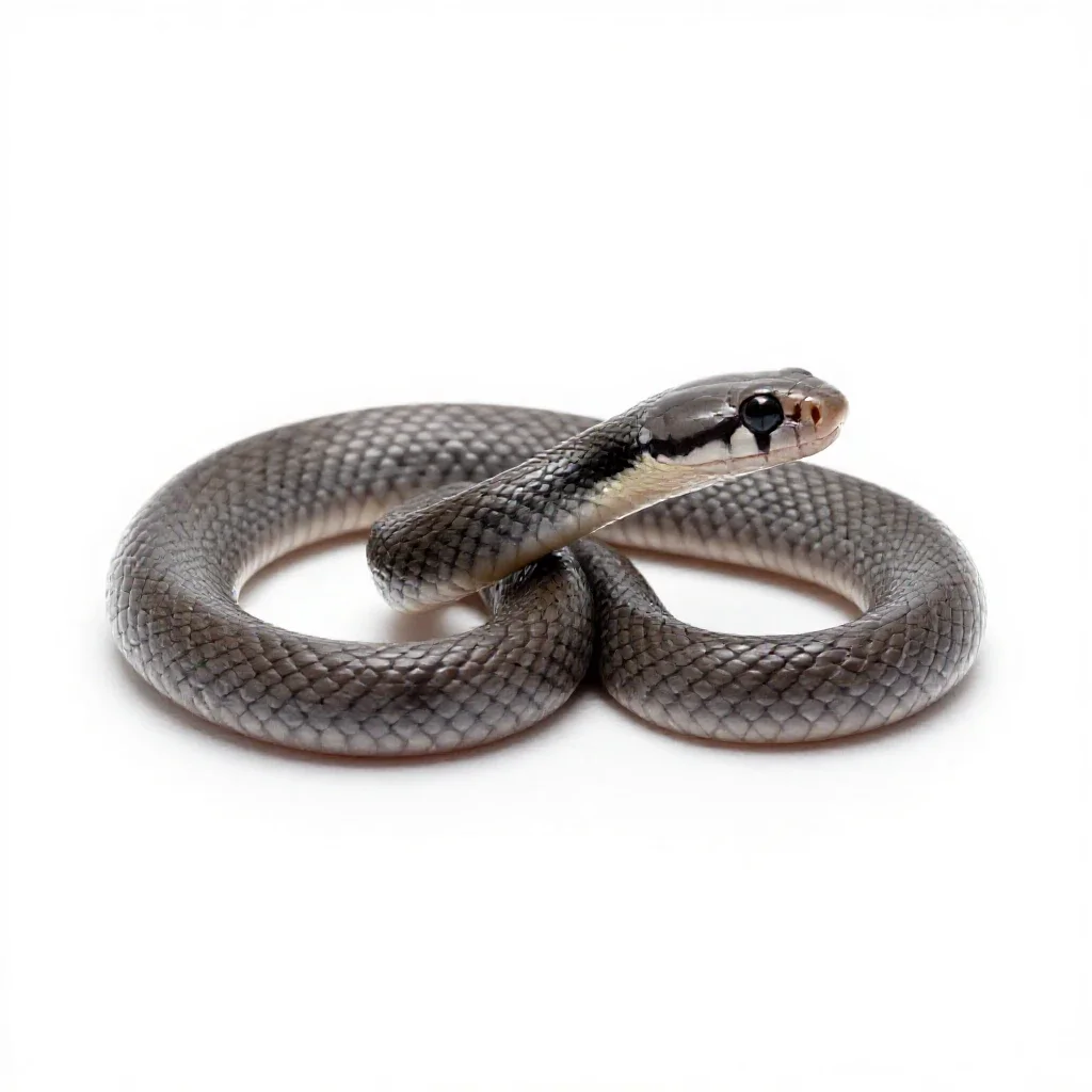 Western blind snake isolated on a white background