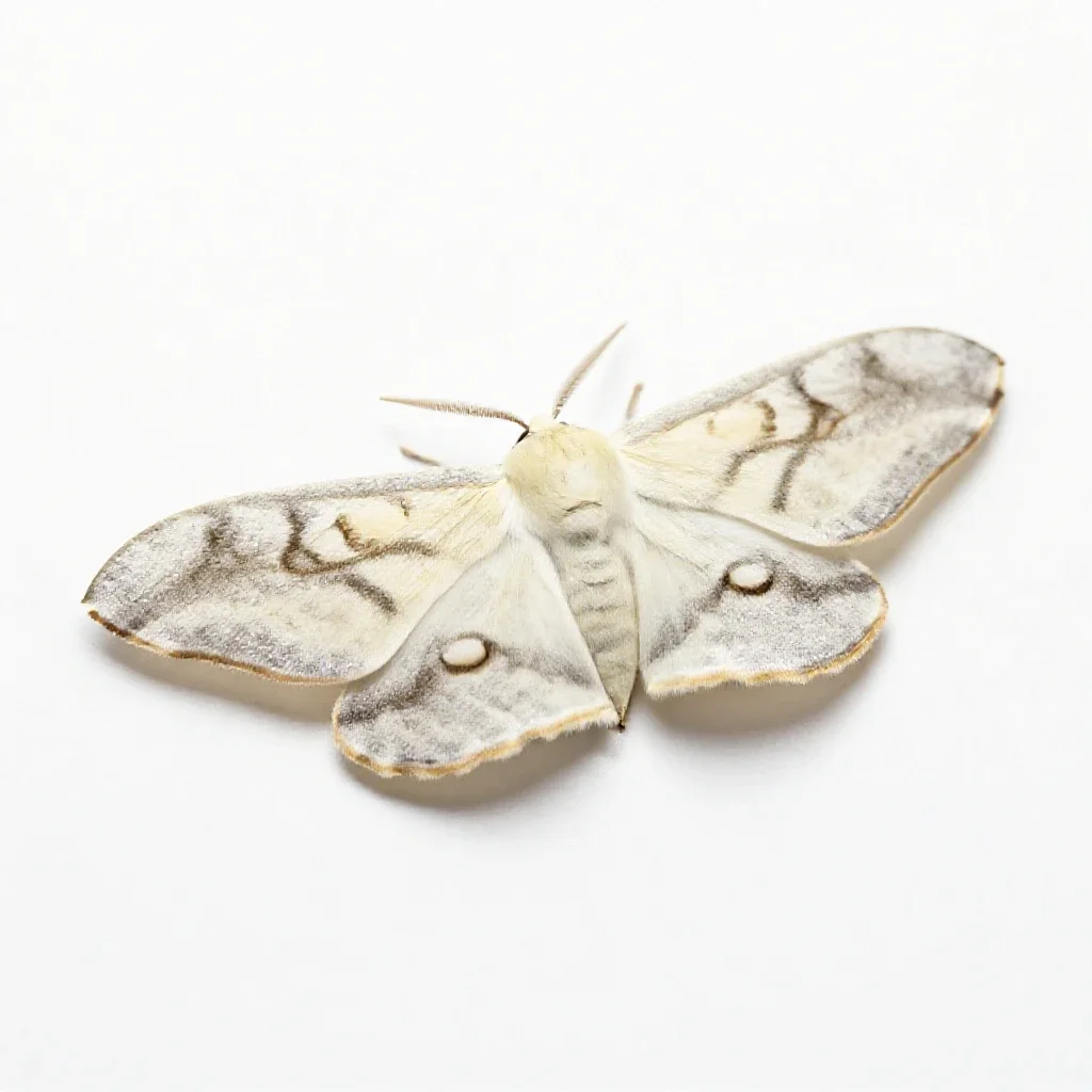 Domestic silkworm moth isolated on a white background