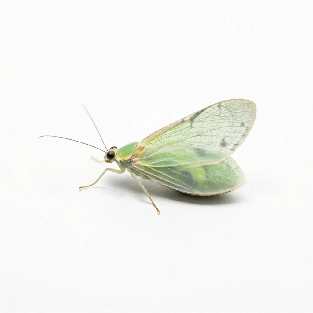Green lacewing isolated on a white background