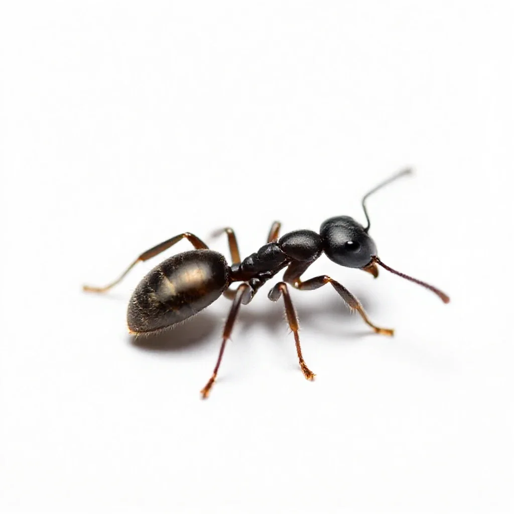 Little black ant isolated on a white background