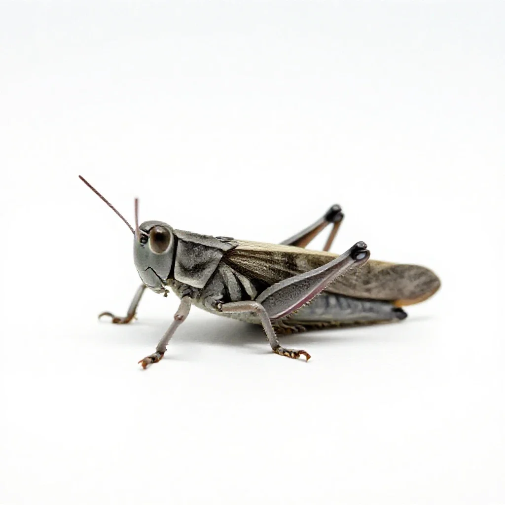 Long-horned grasshopper isolated on a white background