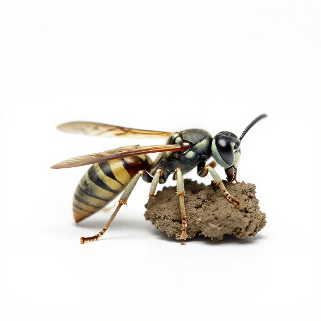 Mason wasp isolated on a white background