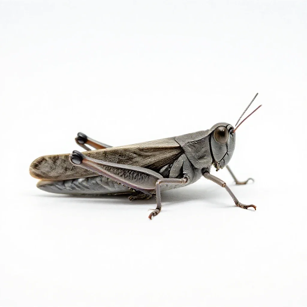 Migratory grasshopper isolated on a white background