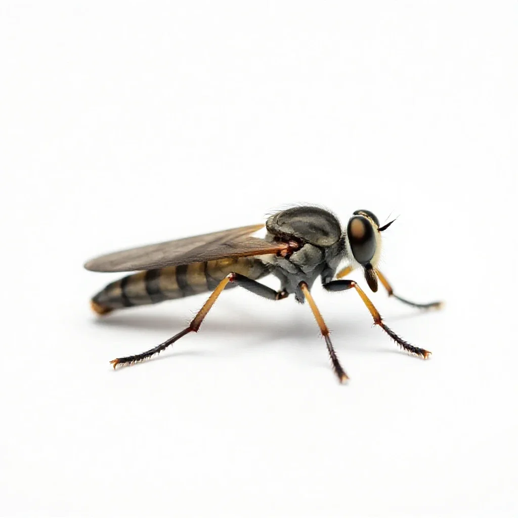 Robber fly isolated on a white background