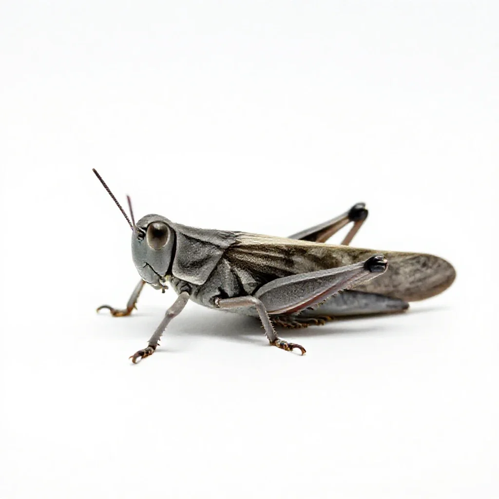 Short-horned grasshopper isolated on a white background
