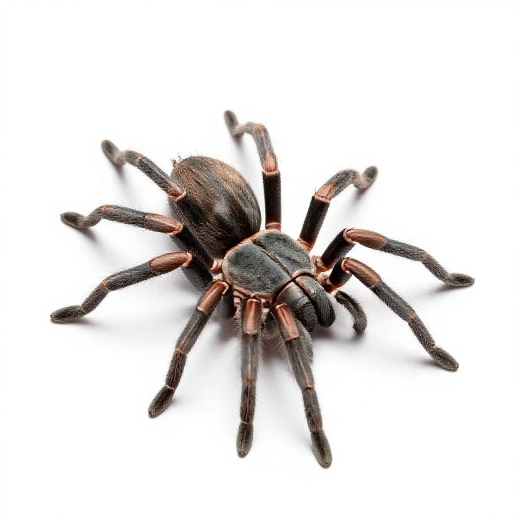 Trap-door spider isolated on a white background