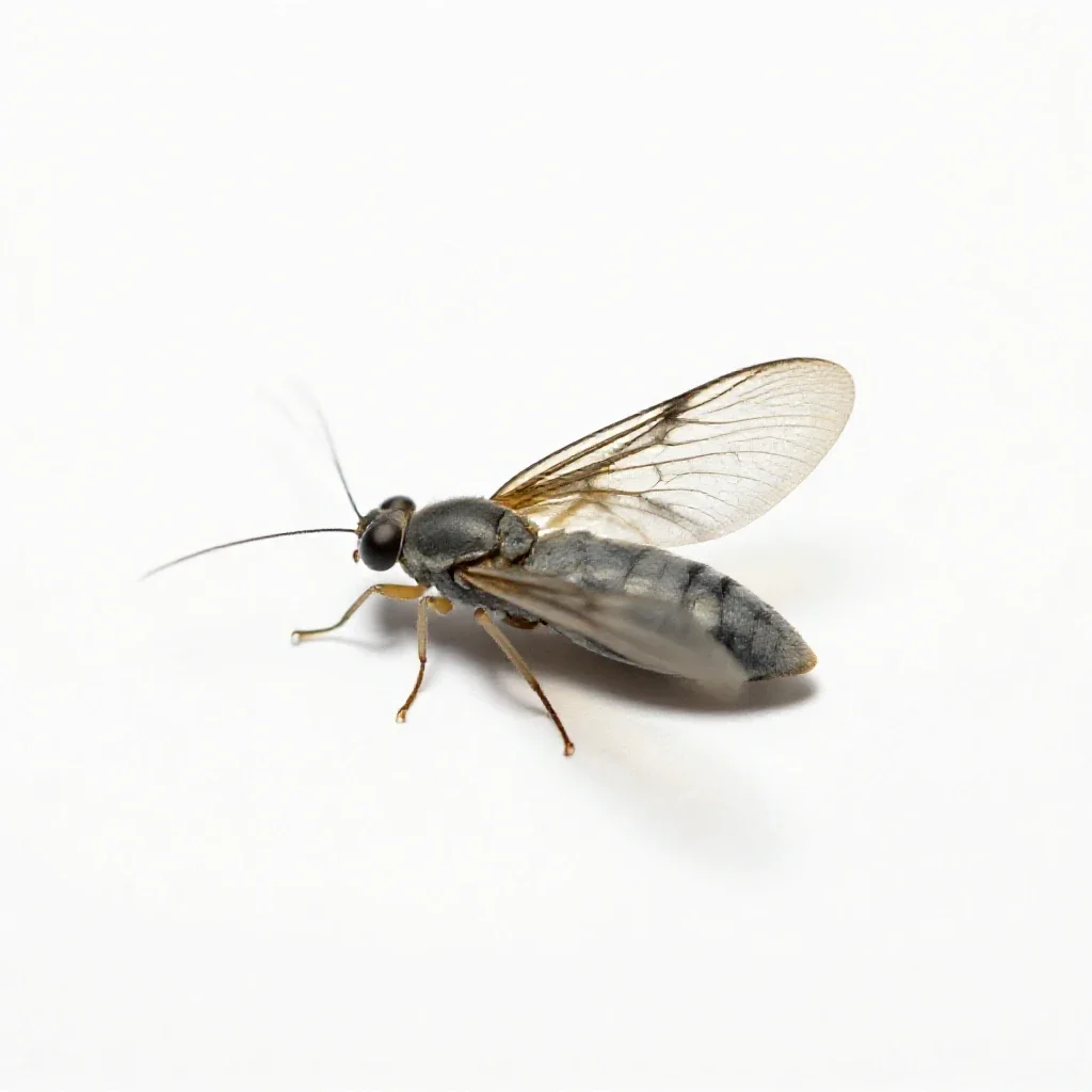 Trichopterous insect isolated on a white background