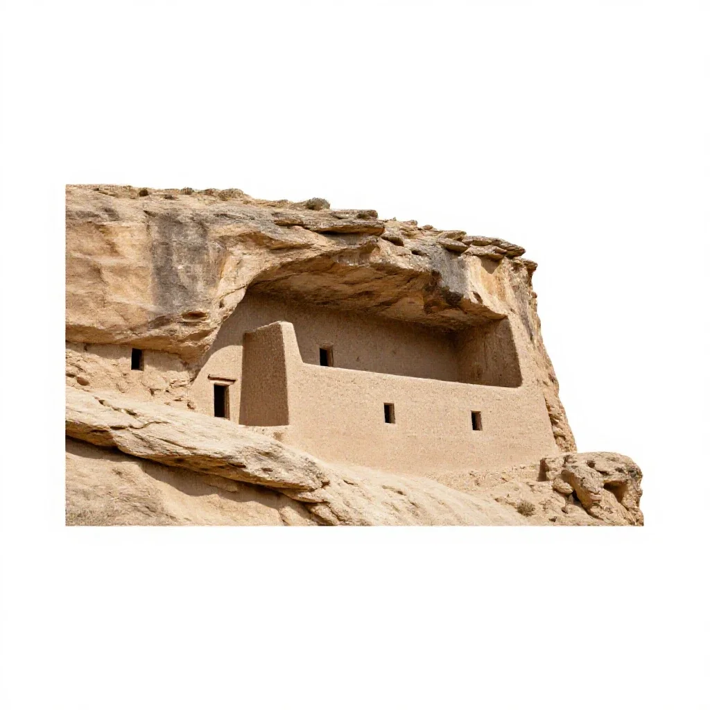 Cliff dwelling isolated on a white background