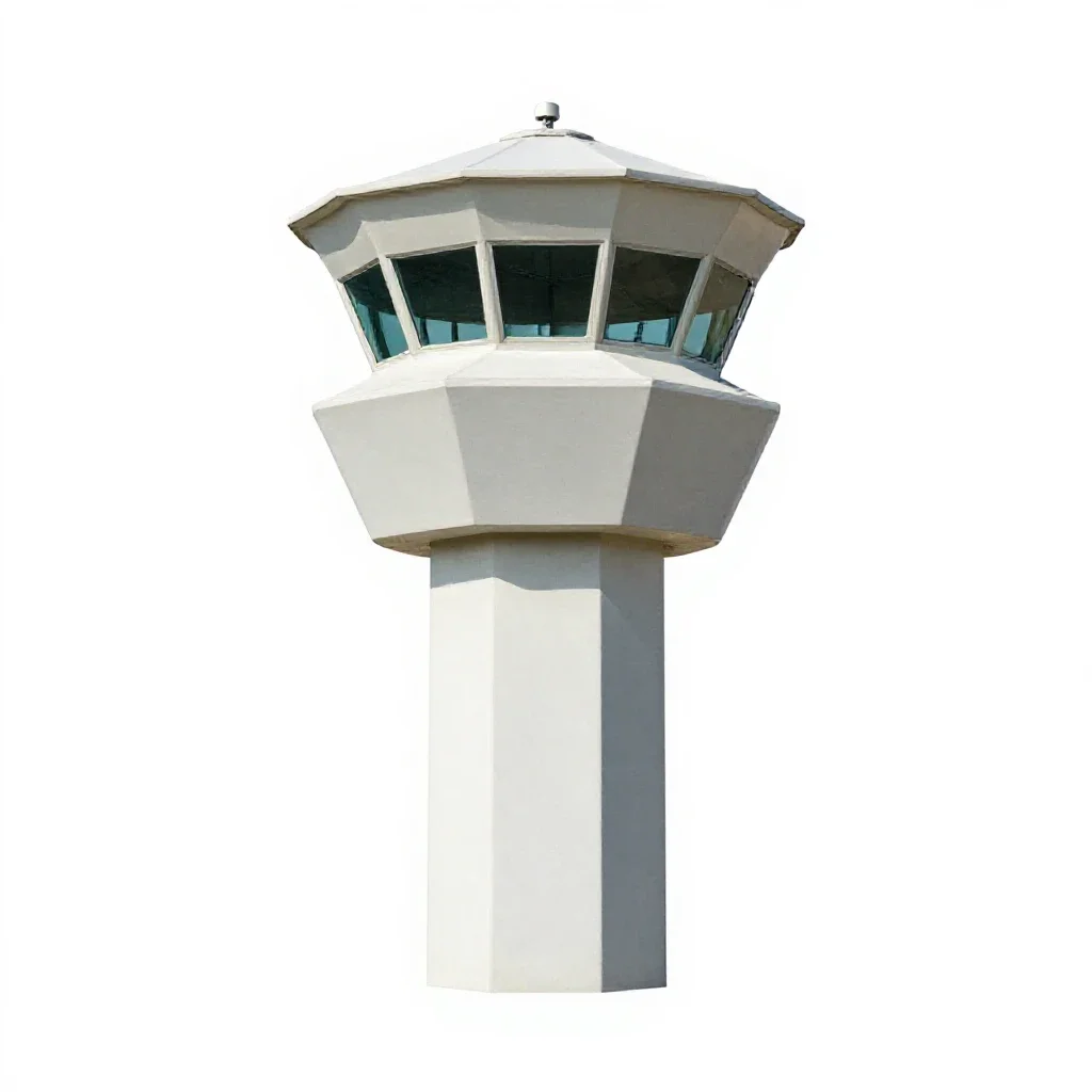 Control tower isolated on a white background