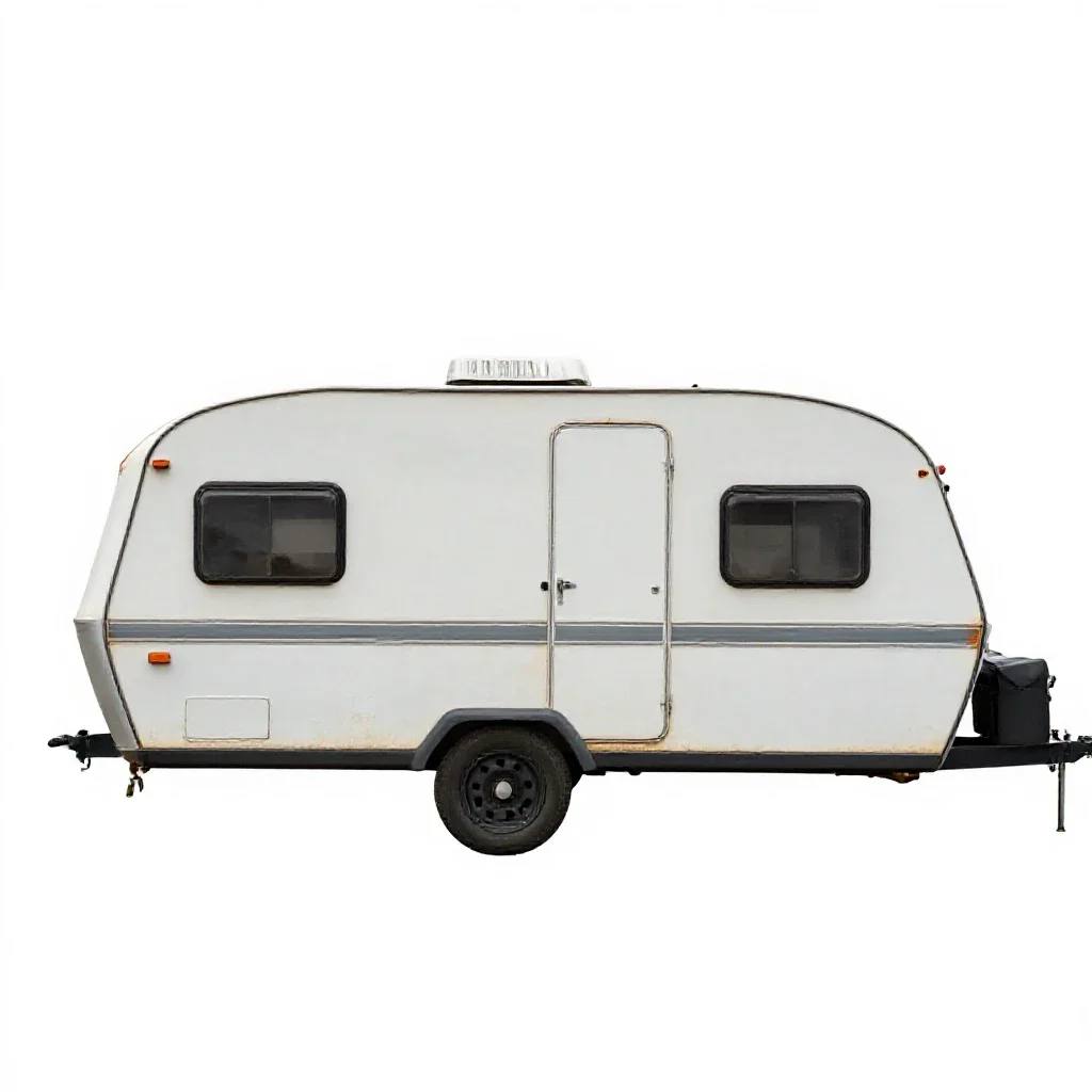 Camper trailer isolated on a white background