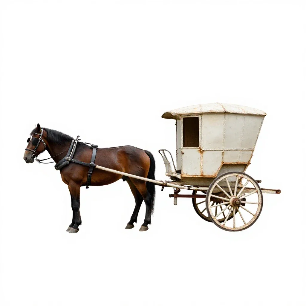 Horse-drawn vehicle isolated on a white background