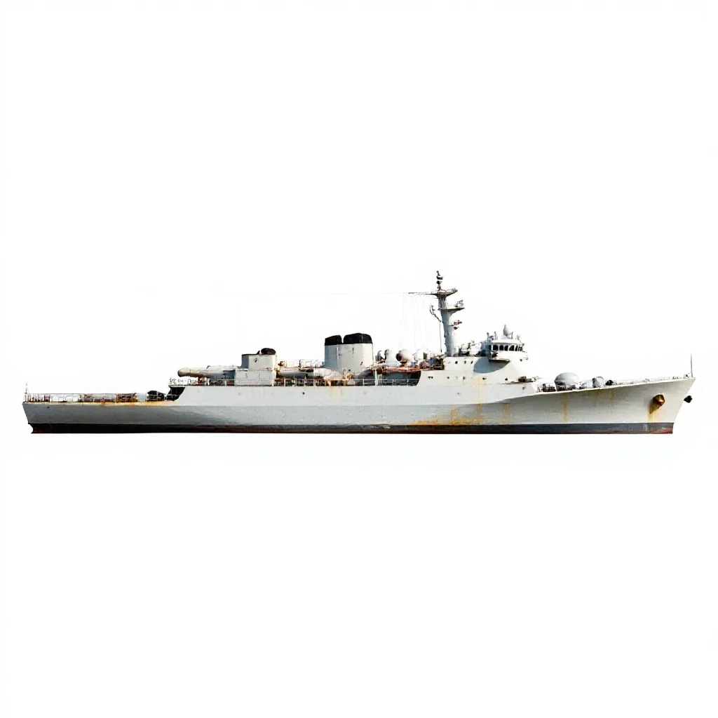 Nuclear-powered ship isolated on a white background
