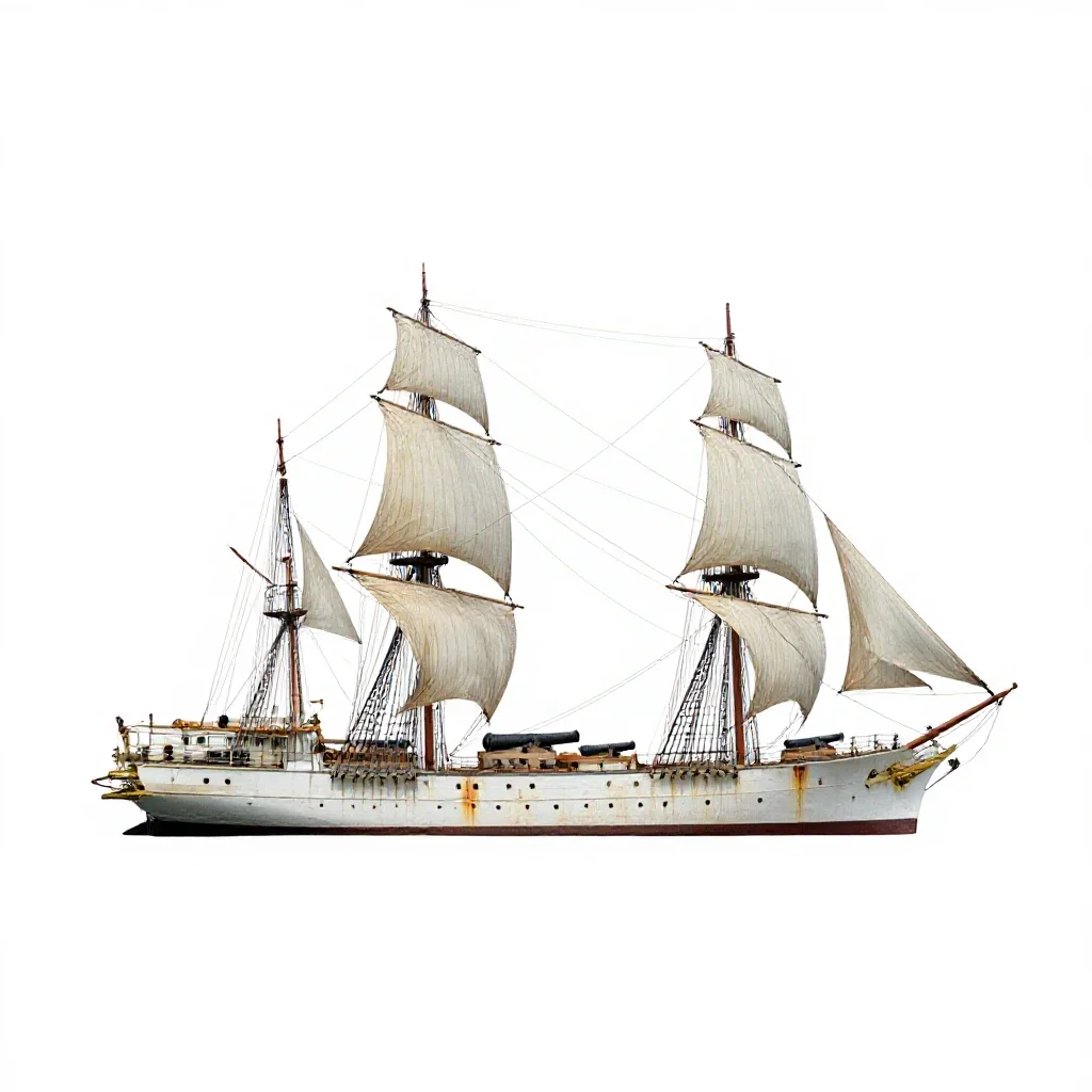 Sloop of war isolated on a white background
