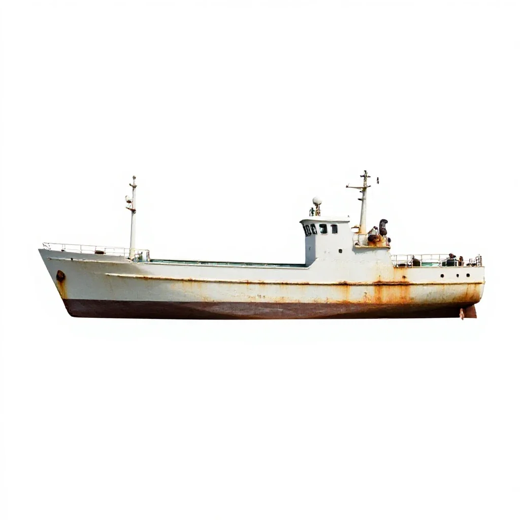 Small ship isolated on a white background