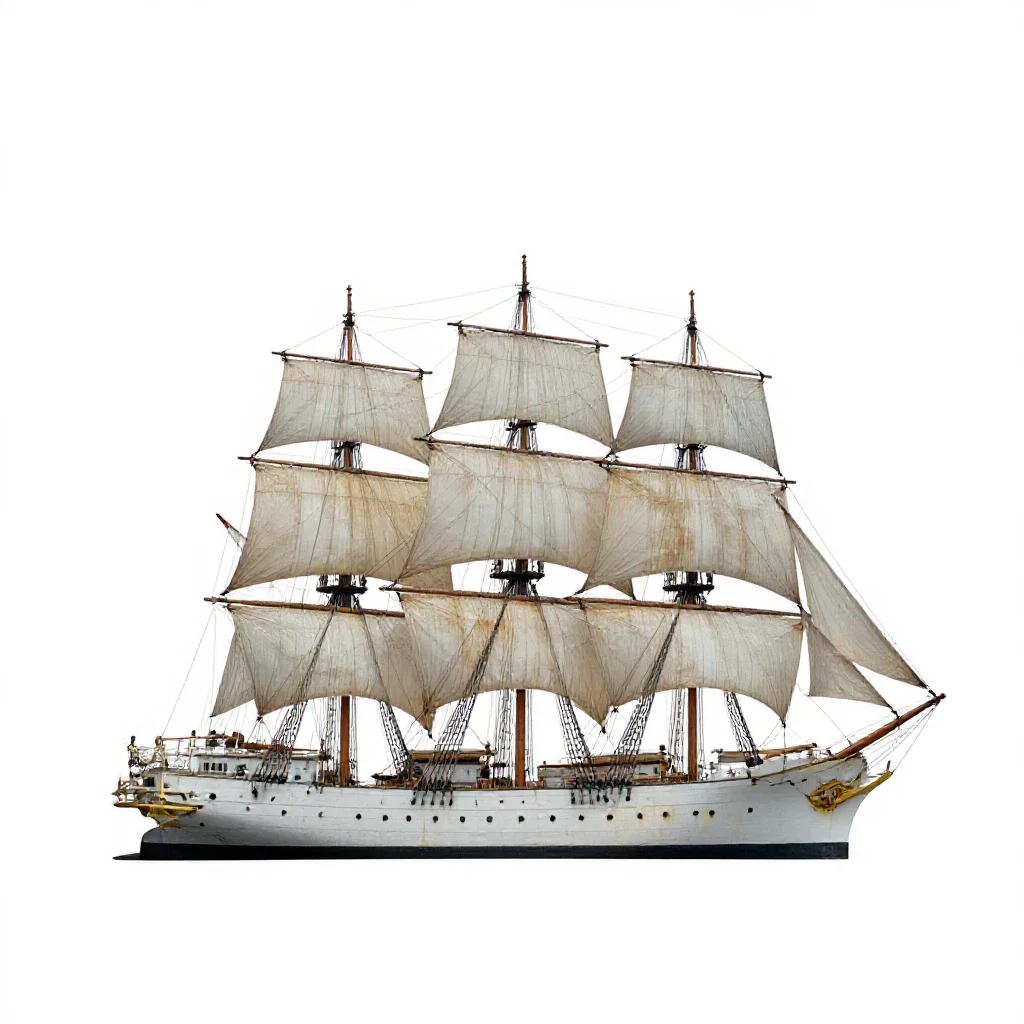 Square-rigger isolated on a white background