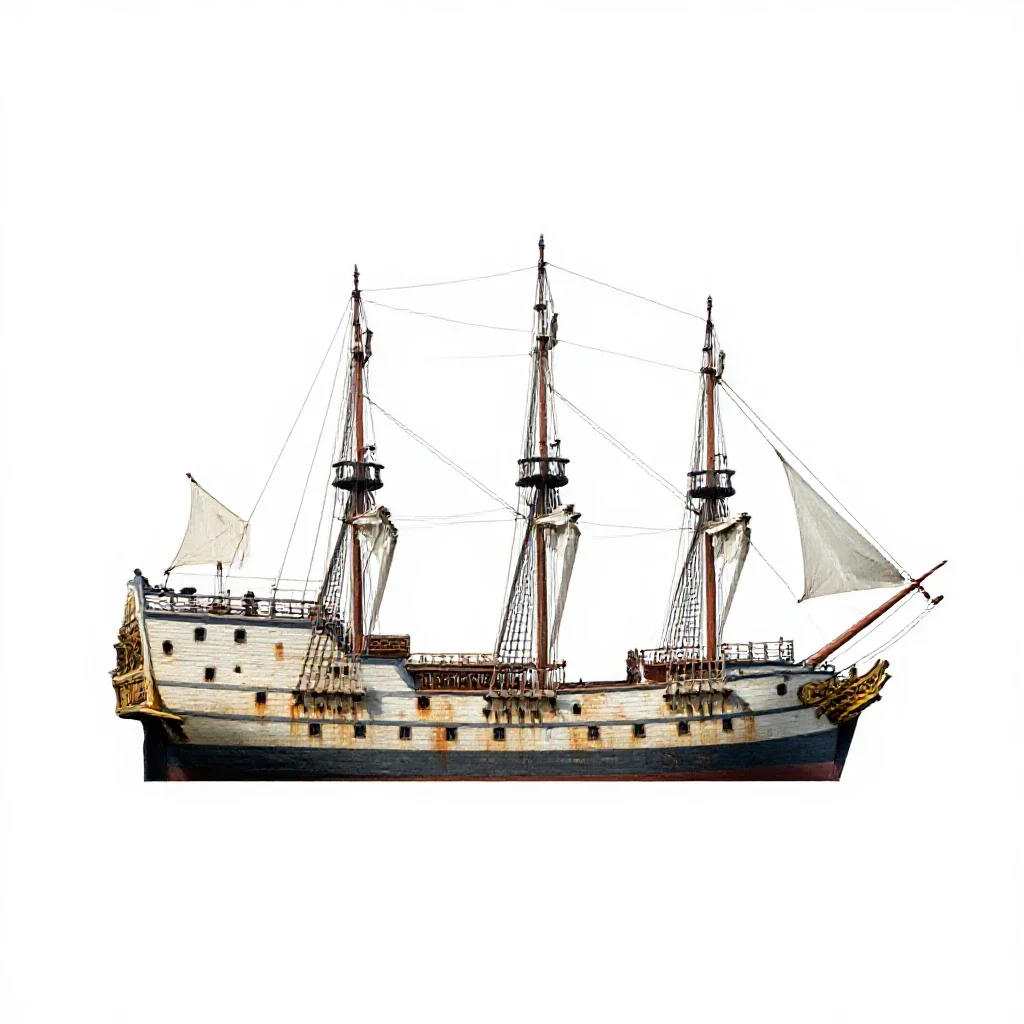 Treasure ship isolated on a white background