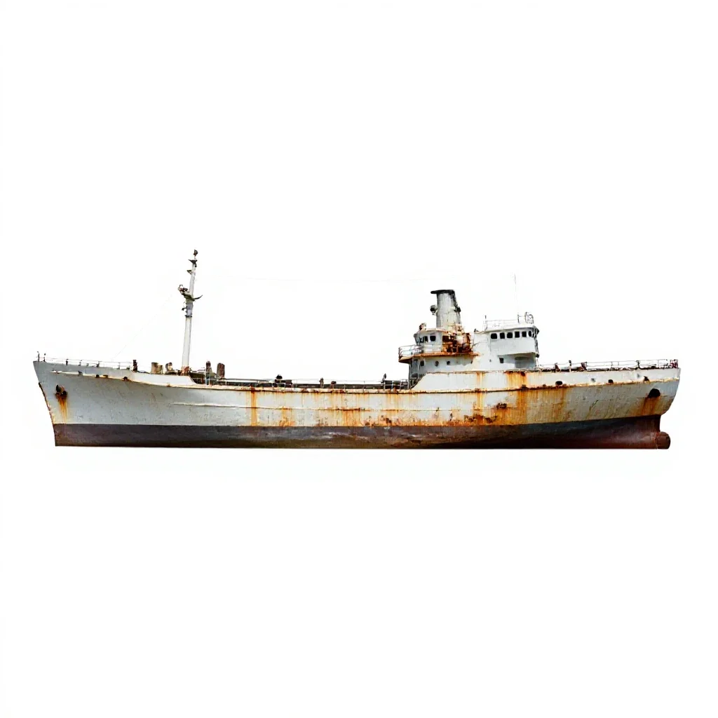 Abandoned ship isolated on a white background
