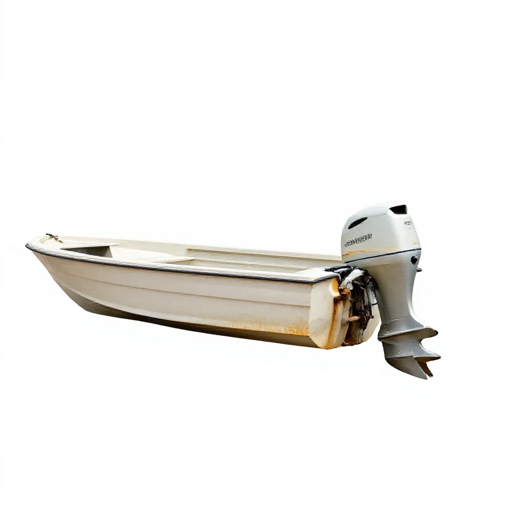 Outboard motorboat isolated on a white background