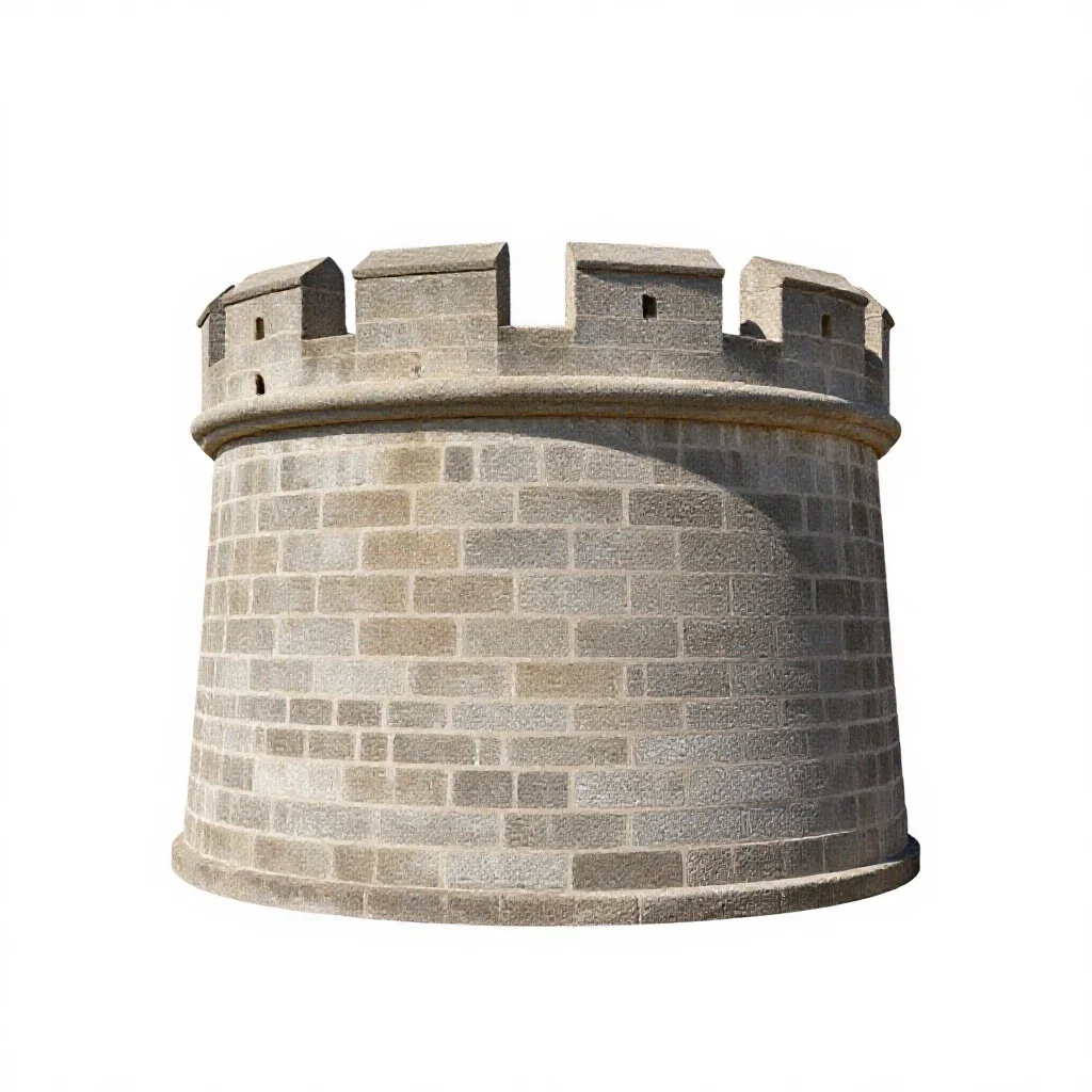 Martello tower isolated on a white background