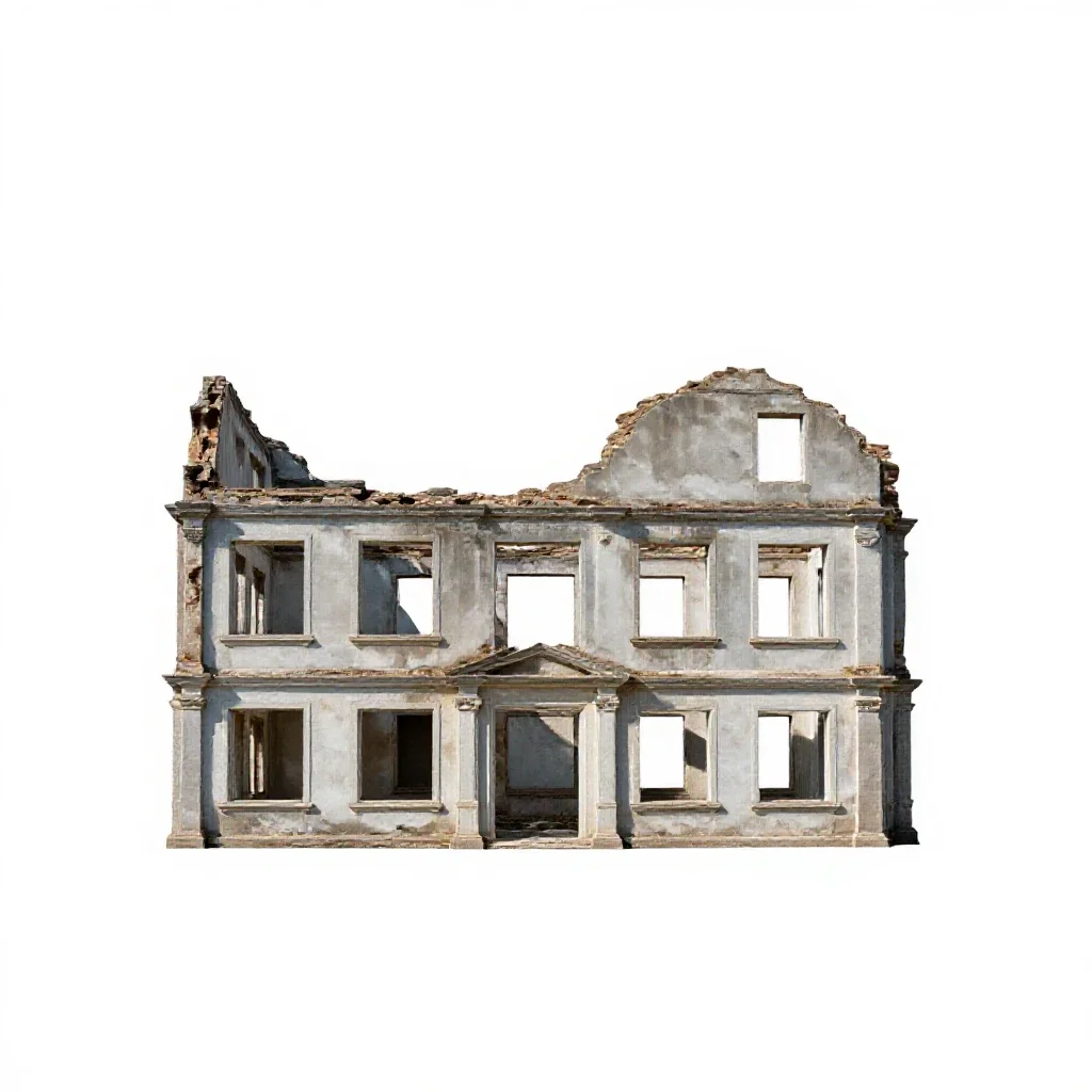 Ruin isolated on a white background