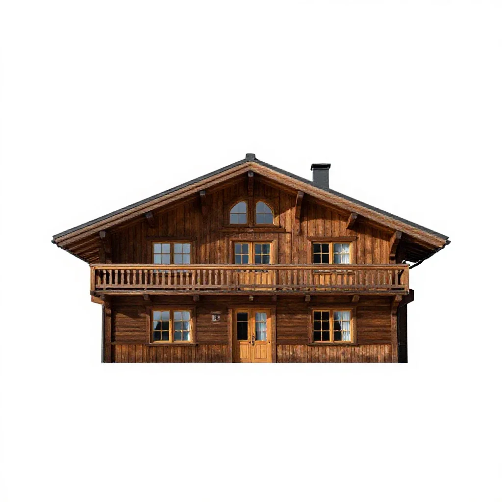 Ski lodge isolated on a white background