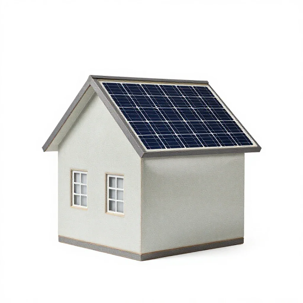 Solar house isolated on a white background