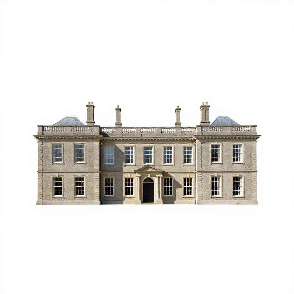 Stately home isolated on a white background