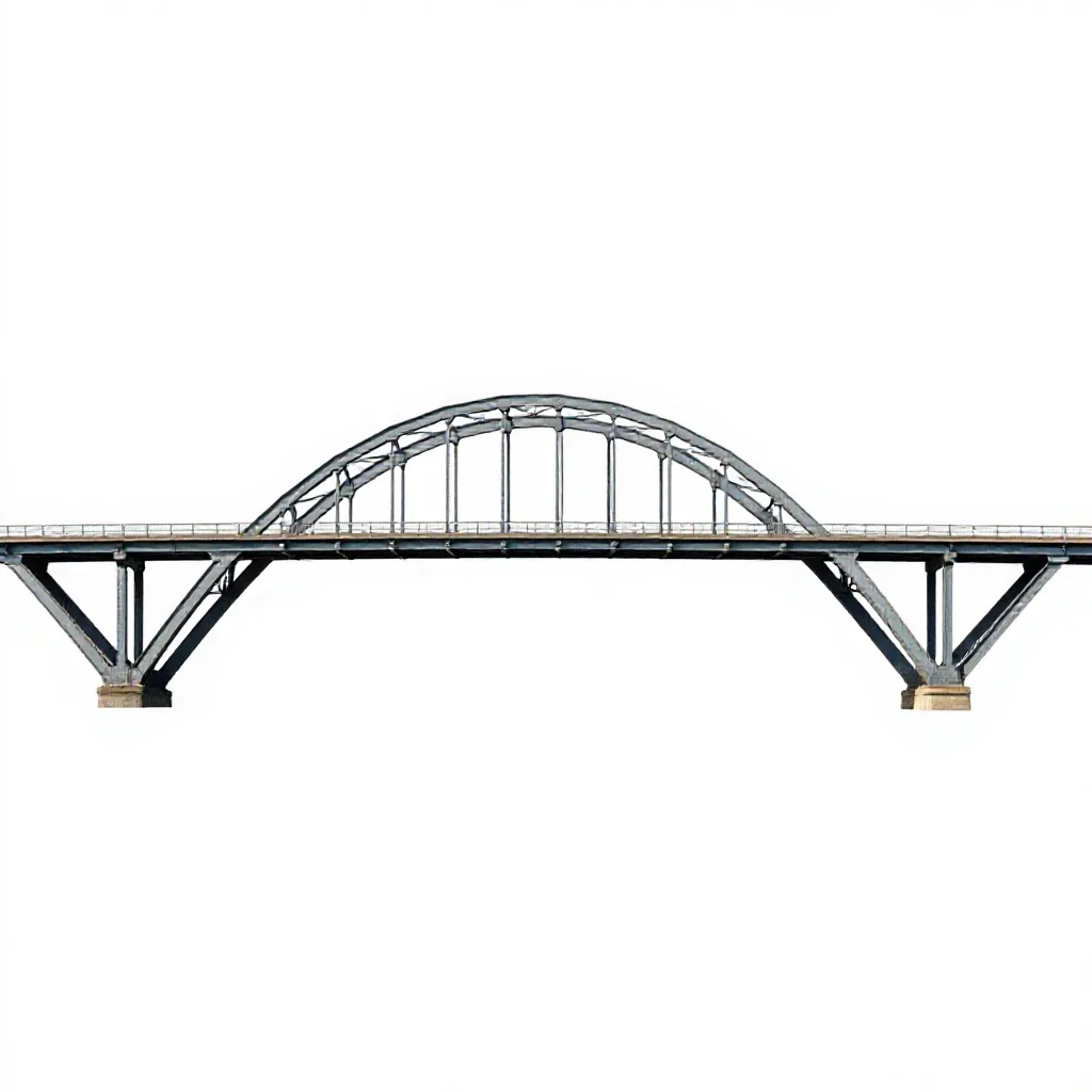 Steel arch bridge isolated on a white background