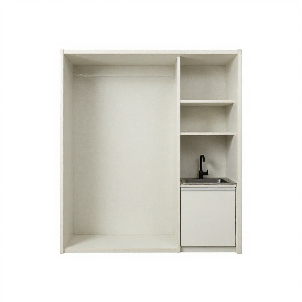 Studio apartment isolated on a white background