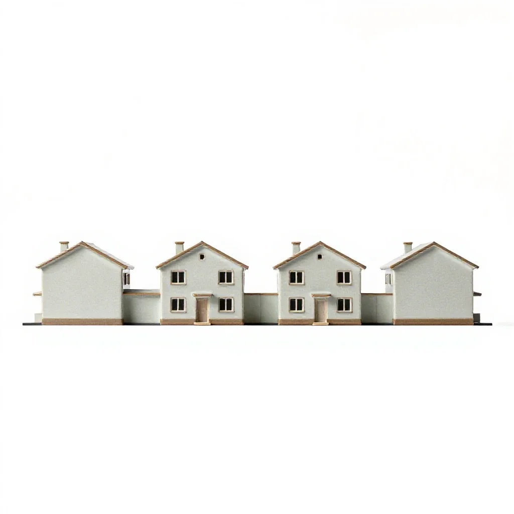 Tract housing isolated on a white background