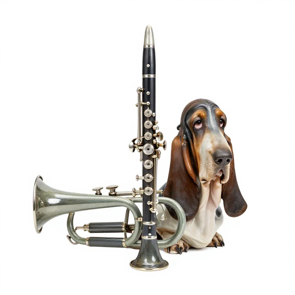 Basset horn isolated on a white background