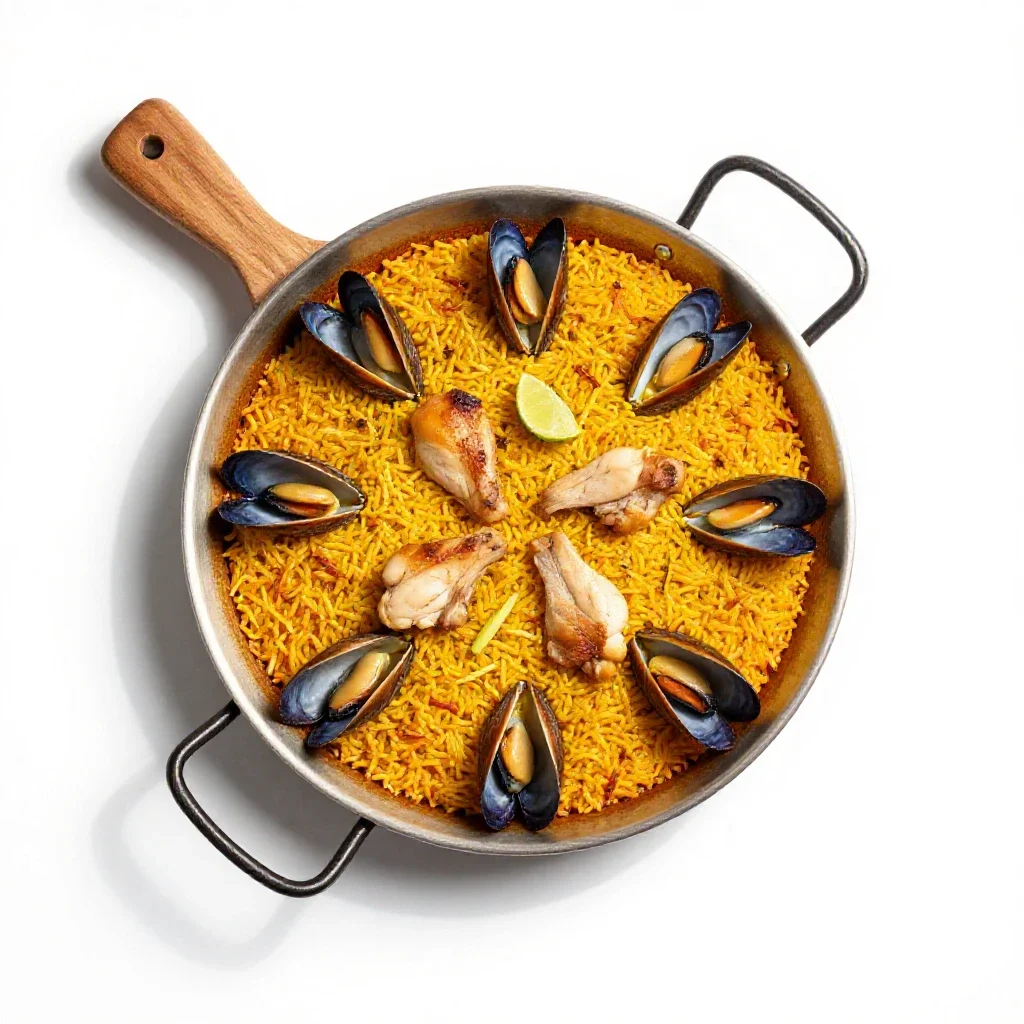 Paella isolated on a white background