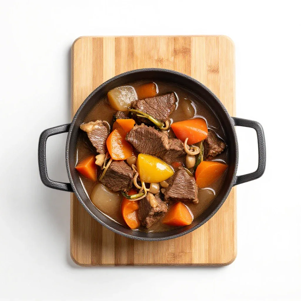 Pot-au-feu isolated on a white background