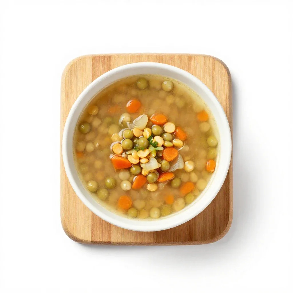 Split-pea soup isolated on a white background