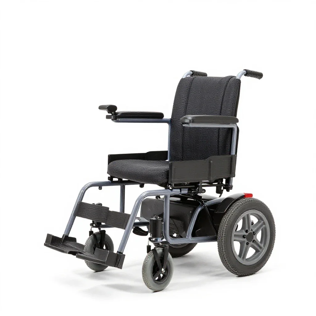 Motorized wheelchair isolated on a white background