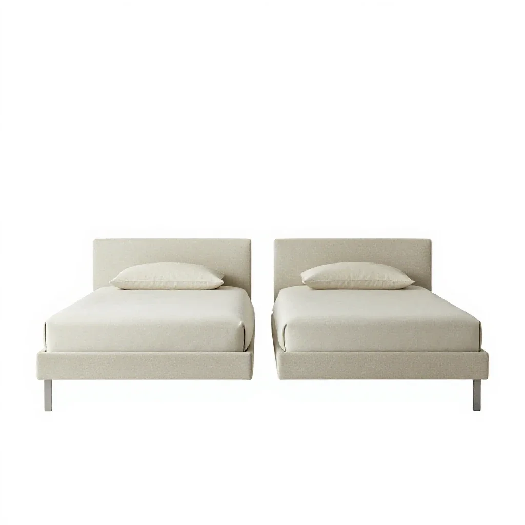 Twin bed isolated on a white background
