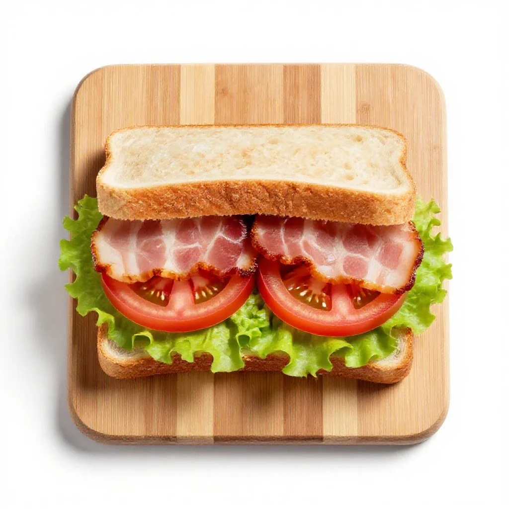Bacon-lettuce-tomato sandwich isolated on a white background