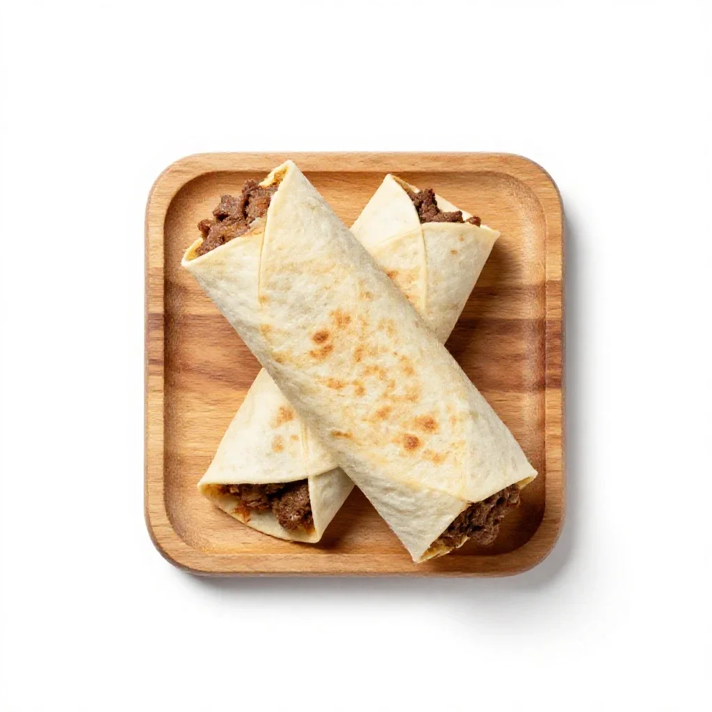 Beef burrito isolated on a white background