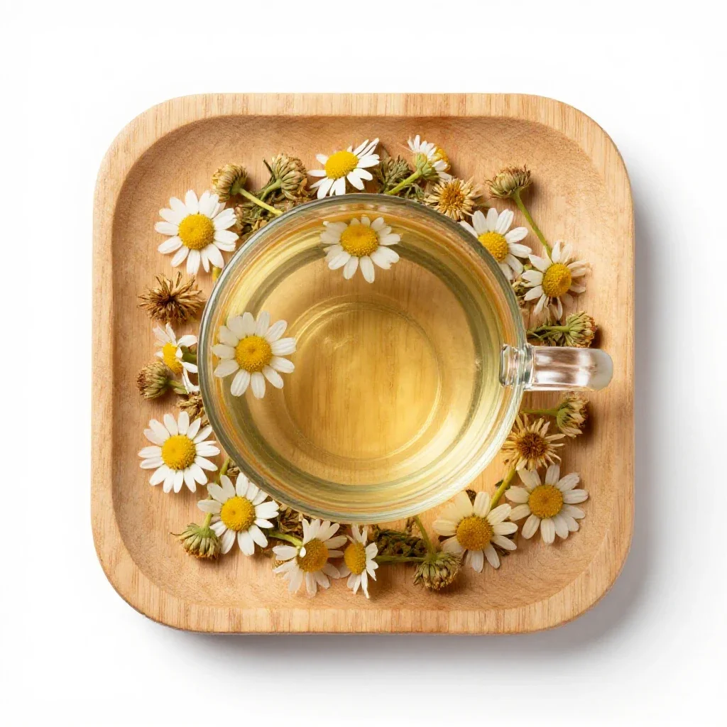 Camomile tea isolated on a white background
